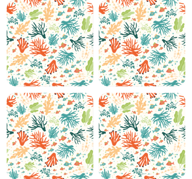 Sottobicchieri con motivi fantasie corallo colorate - TenStickers
