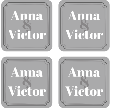 Sottobicchieri matrimonio iniziali personalizzate coppia - TenStickers