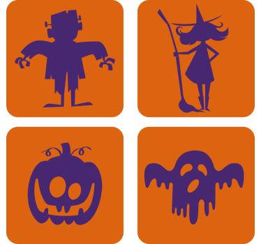 Sottobicchieri halloween frankenstein strega zucca fantasma - TenStickers