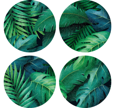 Sottobicchiere moderno Sottobicchiere di foglie verdi diverse - TenStickers