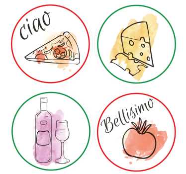 Sottobicchieri personalizzabile motivi cibo e bevande - TenStickers