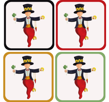 Sottobicchieri nerd personaggio giocoso con trifoglio - TenStickers