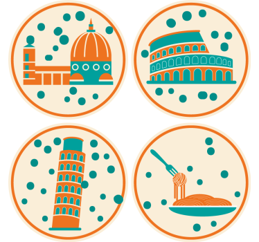 Sottobicchieri moderno monumenti iconici italiani - TenStickers
