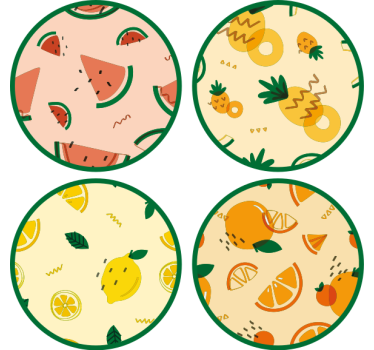 Sottobicchieri nerd motivi di frutta tropicale - TenStickers
