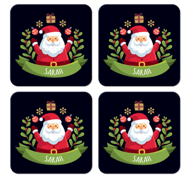 Sottobicchiere personalizzato Natale Babbo natale con nome - TenStickers