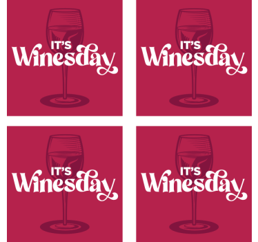 Sottobicchieri con frase mercoledì di vino - TenStickers