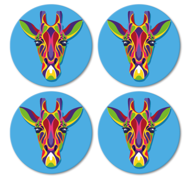 Sottobicchiere moderno Pittura giraffa multicolore - TenStickers