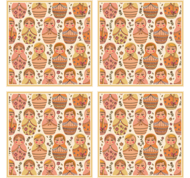 Sottobicchieri nerd con motivo di matrioske colorate - TenStickers