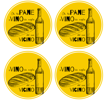 Sottobicchieri personalizzabile bottiglia di vino e pane - TenStickers