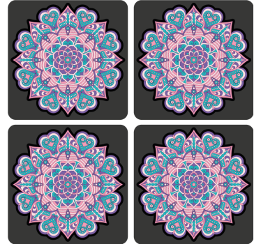 Sottobicchieri nerd mandala cuore colorato - TenStickers