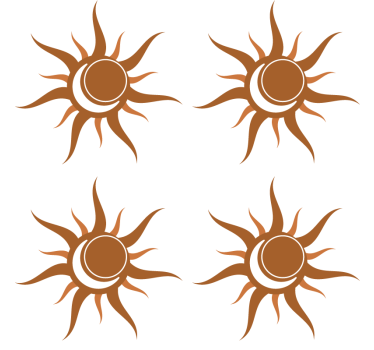 Sottobicchieri con motivi simbolo del sole curvato - TenStickers
