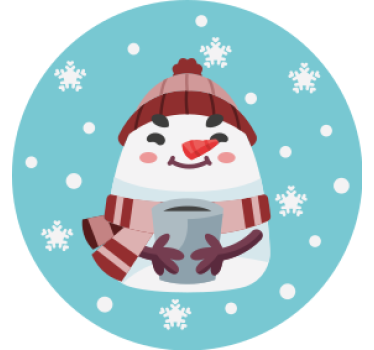 Sottobicchieri natalizi pupazzo di neve con tazza - TenStickers