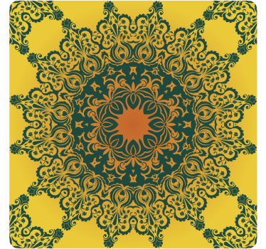 Sottobicchieri con motivi motivo giallo ornato - TenStickers