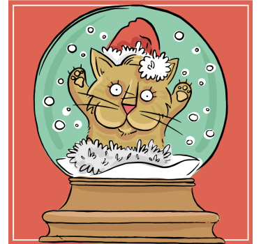 Sottobicchieri natalizi globo di neve con gatto festivo - TenStickers