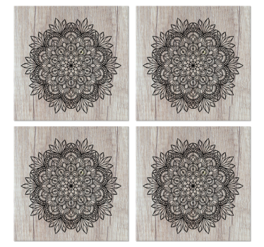 Sottobicchiere  personalizzato testo Mandala nero sul legno - TenStickers