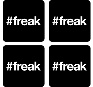 Sottobicchieri nerd sfondo nero con hashtag - TenStickers