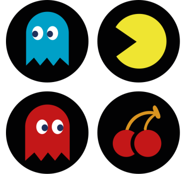 Sottobicchieri nerd icone retro colorate - TenStickers