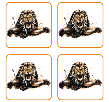 Sottobicchieri vintage illustrazione di leone feroce - TenStickers