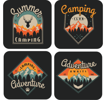 Sottobicchieri vintage grafiche avventura camping - TenStickers