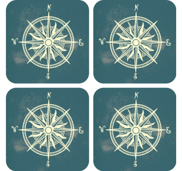 Sottobicchiere vintage Compas sulla mappa del mondo - TenStickers
