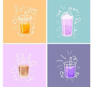 Sottobicchieri moderno illustrazioni vivaci di bevande - TenStickers