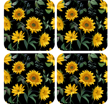 Sottobicchieri moderno motivo floreale girasole - TenStickers