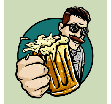 Sottobicchieri birra uomo con baffi e boccale - TenStickers