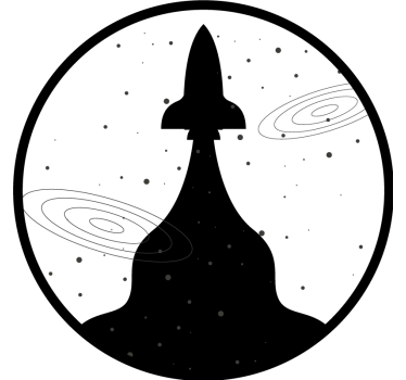 Sottobicchieri nerd silhouette di razzo con stelle - TenStickers