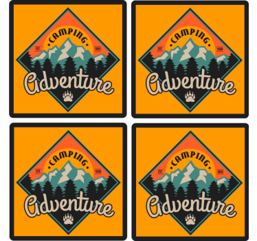 Sottobicchieri con frase distintivo avventura camping - TenStickers