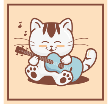 Sottobicchieri nerd gatto giocoso che suona la chitarra - TenStickers