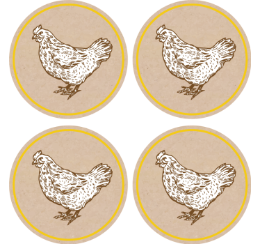 Sottobicchieri vintage con motivo gallinaceo incantevole - TenStickers