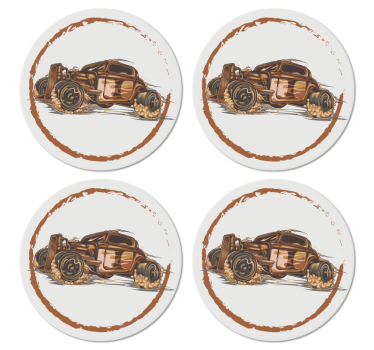 Sottobicchieri vintage illustrazione auto da corsa classica - TenStickers