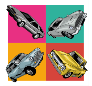Sottobicchieri vintage quartetto di auto classiche - TenStickers