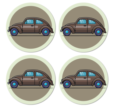 Sottobicchieri vintage illustrazione auto d'epoca - TenStickers