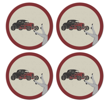 Sottobicchieri vintage rod caliente fiammeggiante - TenStickers