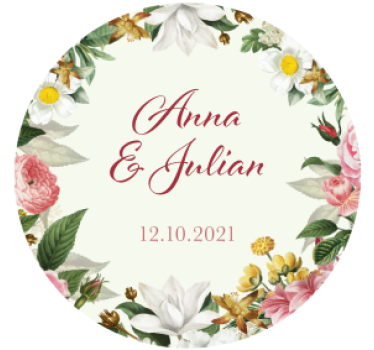 Sottobicchieri matrimonio floreali personalizzati - TenStickers