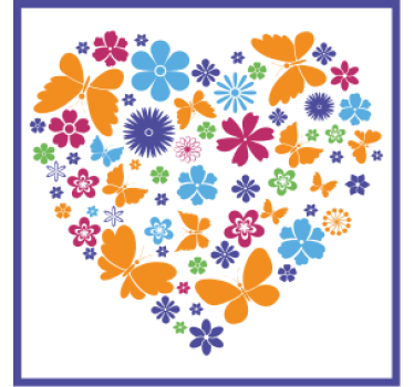 Sottobicchieri moderno composizione cuore floreale - TenStickers