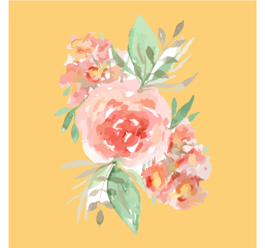 Sottobicchieri moderno bouquet floreale acquerello - TenStickers