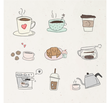 Sottobicchieri moderno collage di illustrazioni bevande - TenStickers