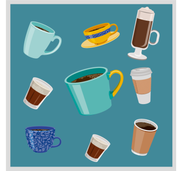 Sottobicchieri moderno varietà di tazze da caffè - TenStickers