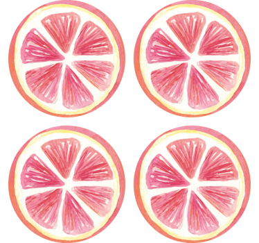 Sottobicchieri nerd fette di agrumi rosa contornate - TenStickers