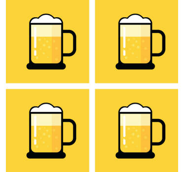 Sottobicchieri birra illustrazione tazza gialla - TenStickers