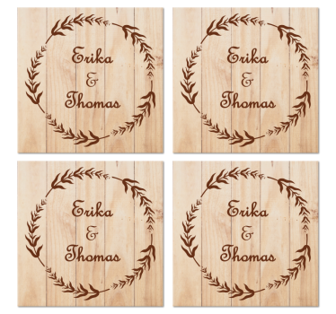 Sottobicchiere  personalizzabile Ramo d'ulivo di legno - TenStickers