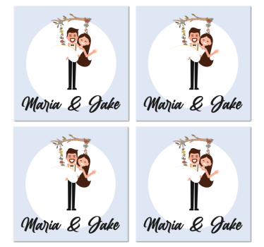 Sottobicchiere  personalizzabile Fidanzati con nome su un'altalen - TenStickers