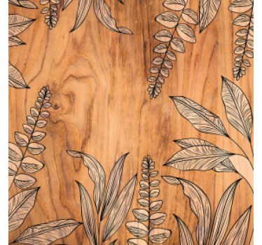 Sottobicchieri con motivi legno naturale e contorni floreali - TenStickers