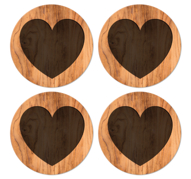 Sottobicchiere  personalizzato Cuore in legno - TenStickers