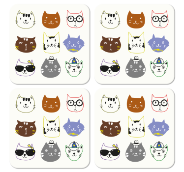 Sottobicchiere con simpatici gatti colorati - TenStickers