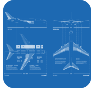 Sottobicchieri nerd design blueprint aereo - TenStickers