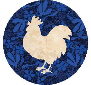 Sottobicchieri vintage silhouette floreale gallo - TenStickers