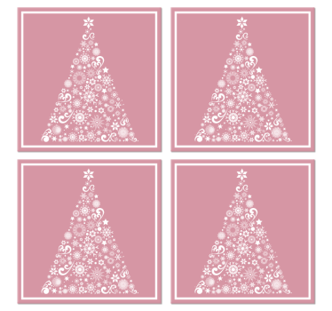 Sottobicchiere personalizzato Natale Albero festivo in rosa - TenStickers